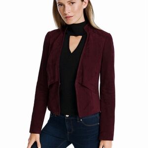 White House Black Market Genuine Leather Deep Burgundy Blazer